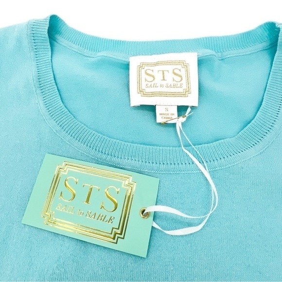 Sail to Sable Knit Fringed Sleeveless Sweater Size Small Aqua New NWT **w/FLAW - Picture 6 of 10